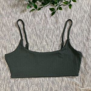 Green Ribbed Knit Crop Top/ Bralette